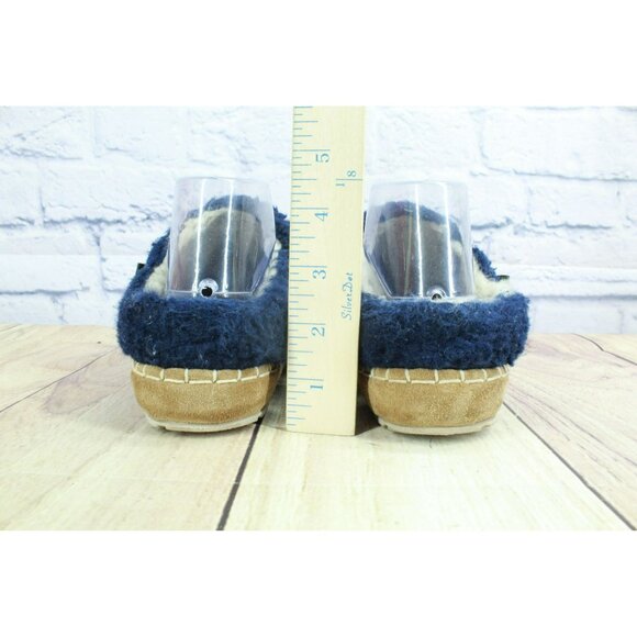 LL Bean Slipper Size 8 Cozy Comfort Slides Sherpa Fleece 514178 Navy Blue - Picture 6 of 9